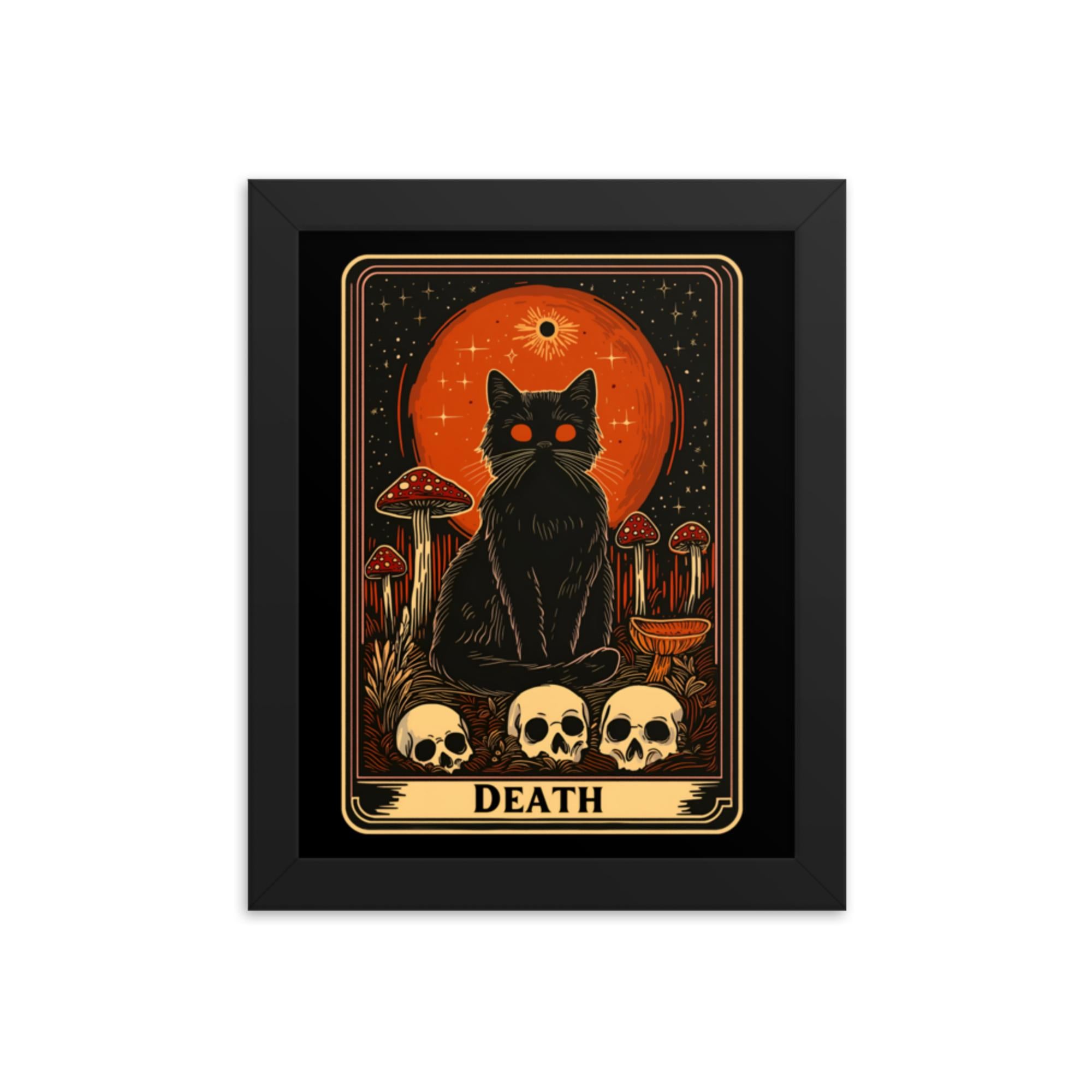 Framed Death Cat Tarot Poster