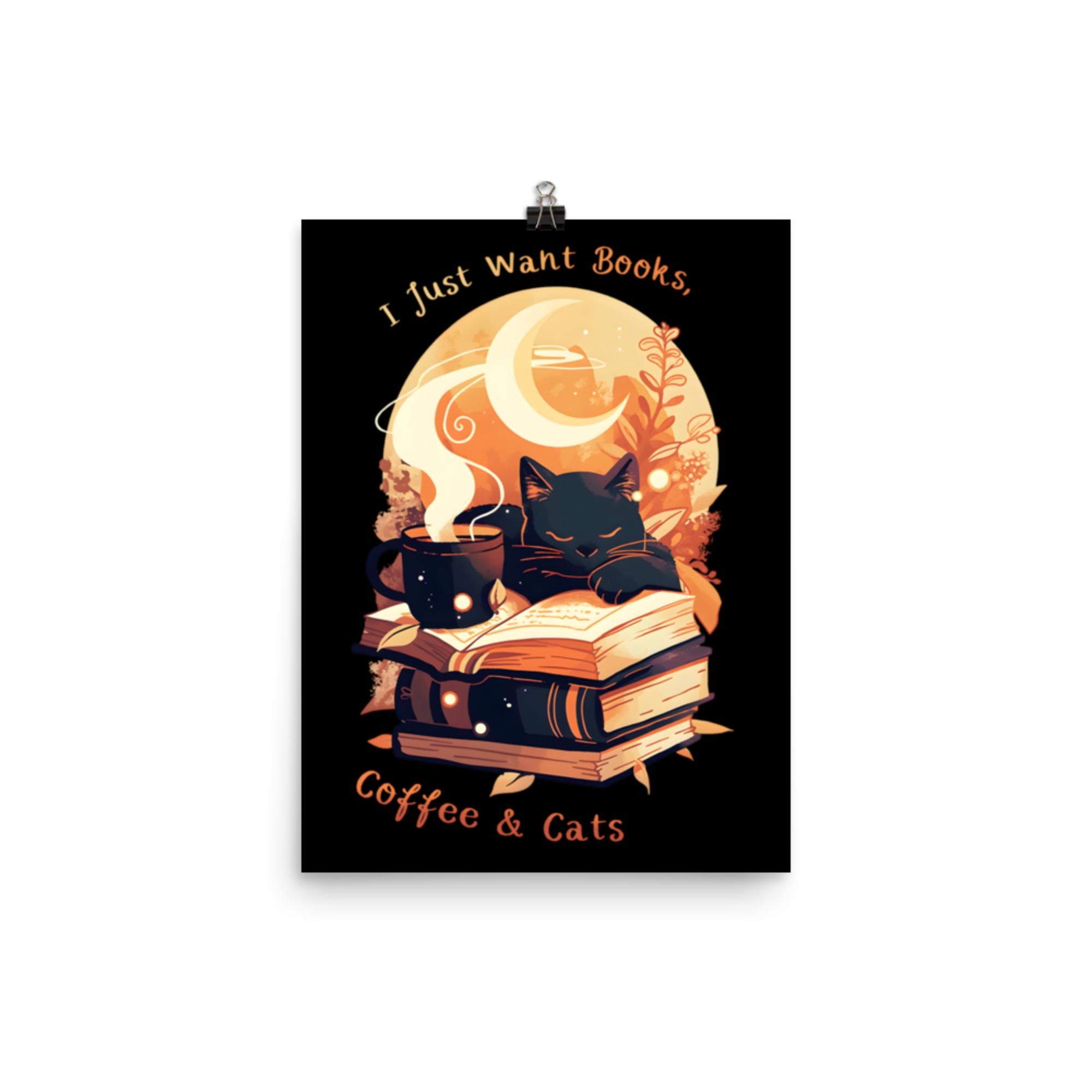 Books, Coffee & Cats Poster