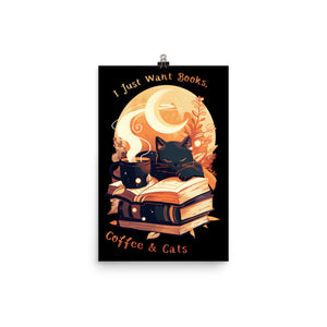 Books, Coffee & Cats Poster