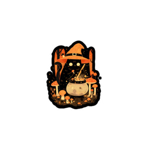 Mushroom Witch Cat Sticker