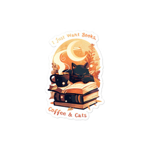 Books, Coffee & Cats Sticker