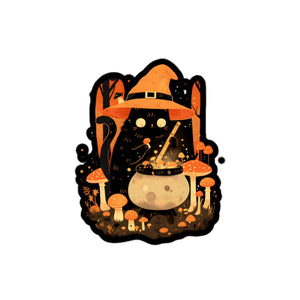 Mushroom Witch Cat Sticker