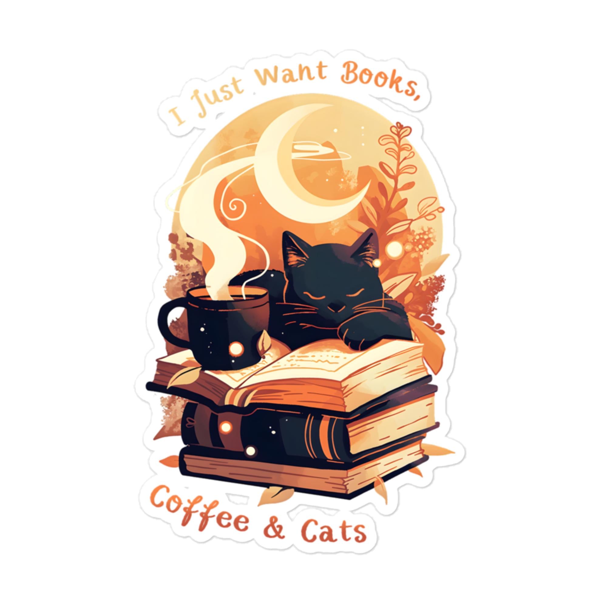 Books, Coffee & Cats Sticker