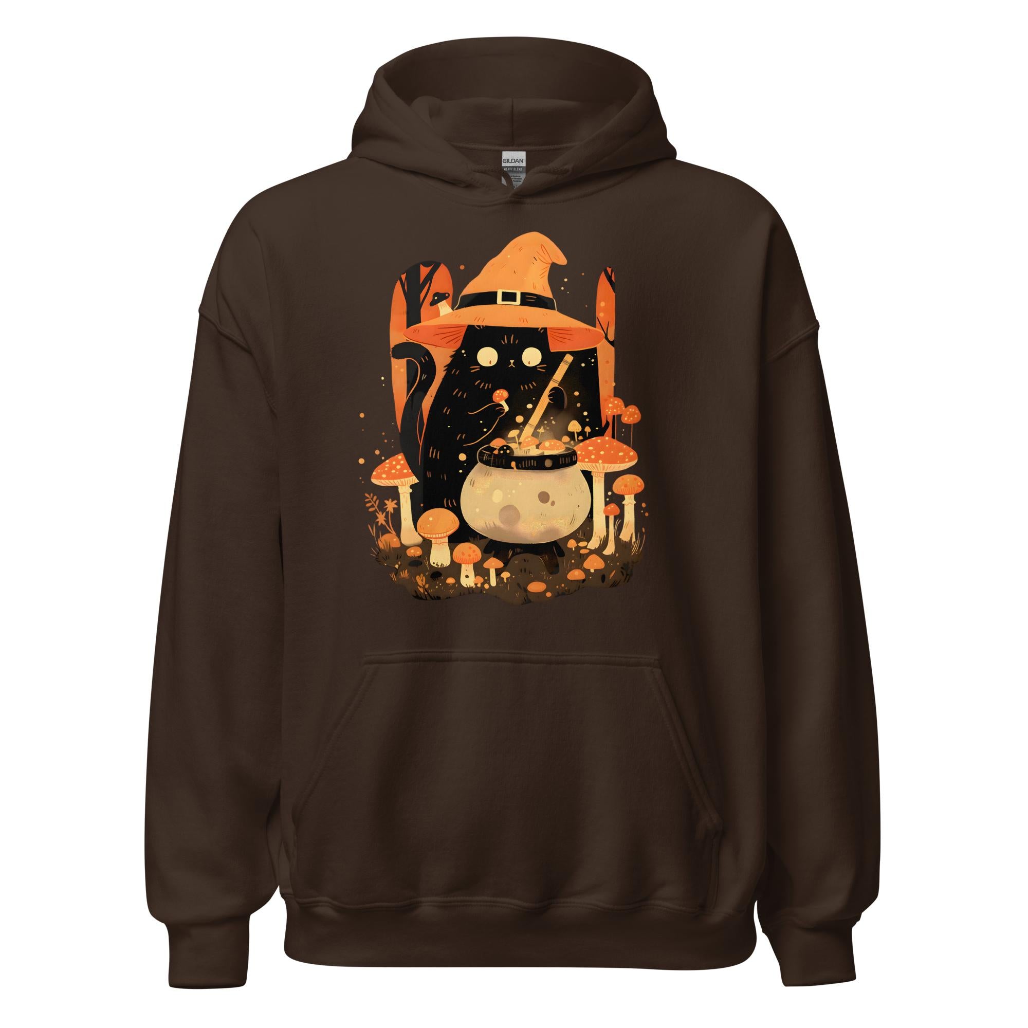 Mushroom Witch Cat Hoodie