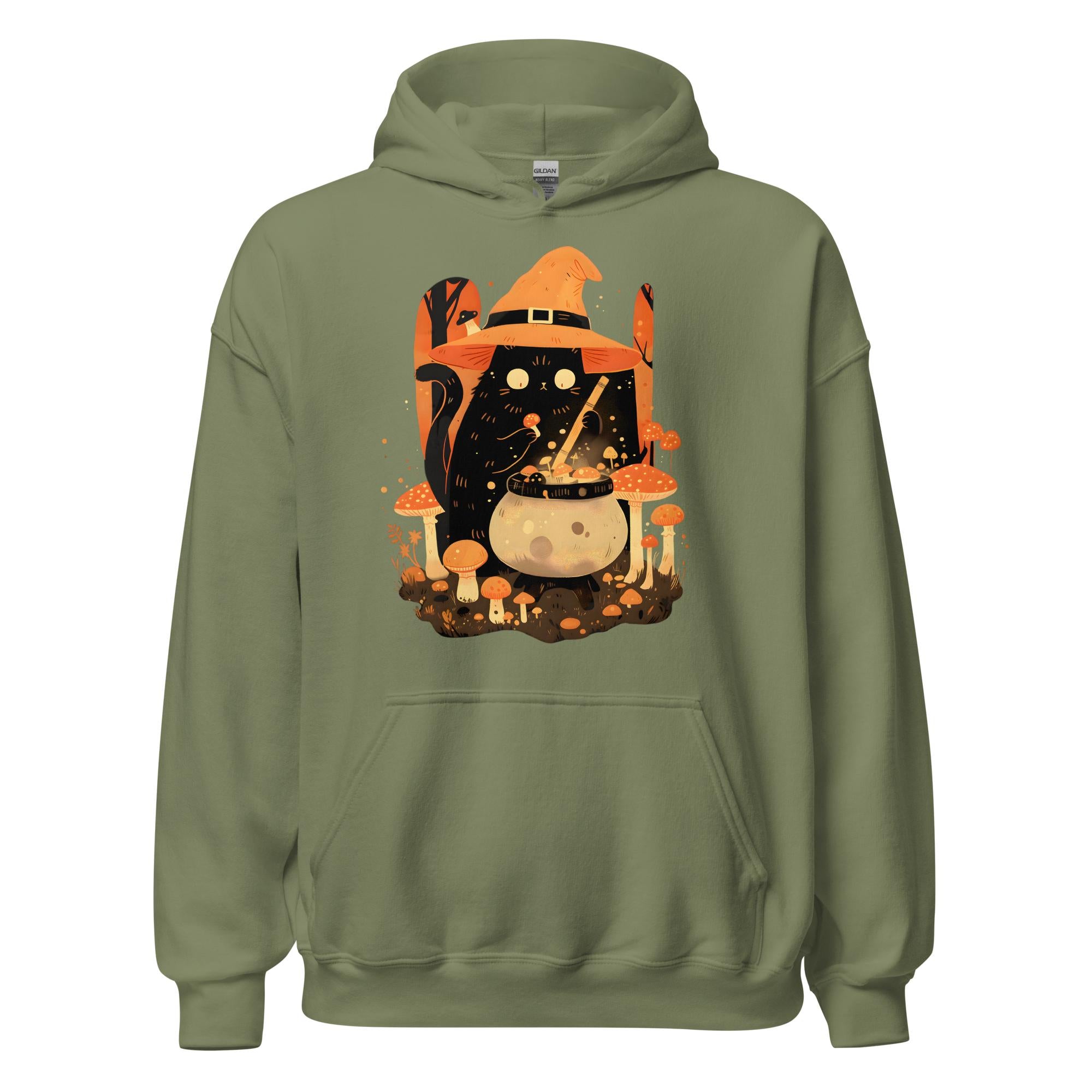 Mushroom Witch Cat Hoodie