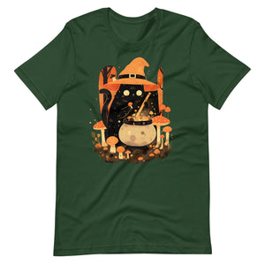 Mushroom Witch Cat T-Shirt