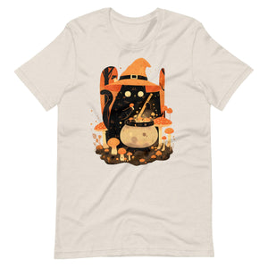 Mushroom Witch Cat T-Shirt